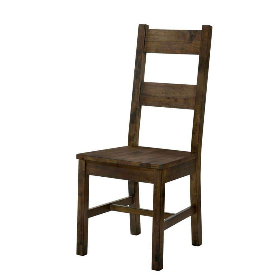 Kitchen & Dining Room Furniture * | Stella Rustic Oak Wood Ladder Side Chair (Set Of 2) By Furniture Of America