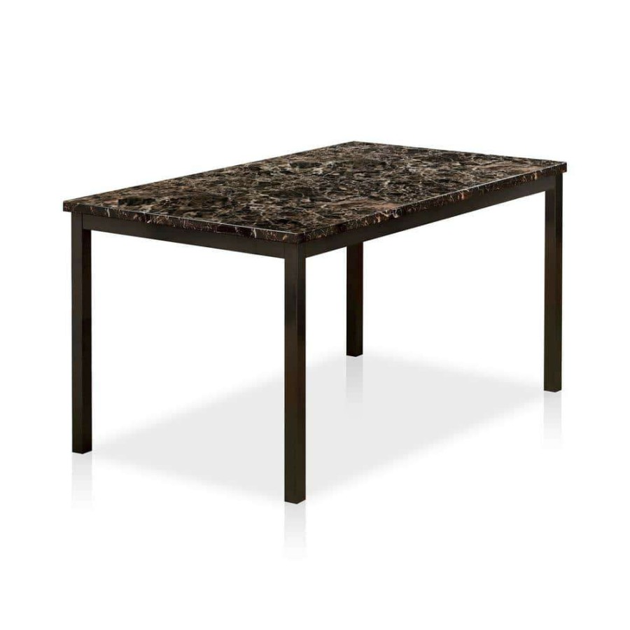 Kitchen & Dining Room Furniture * | Coiplin 60 In. Rectangle Black Faux Marble Dining Table By Furniture Of America