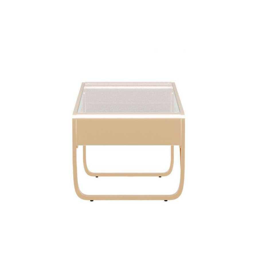 Living Room Furniture * | Mindry 48 In. Gold Rectangular Glass Top Coffee Table By Furniture Of America