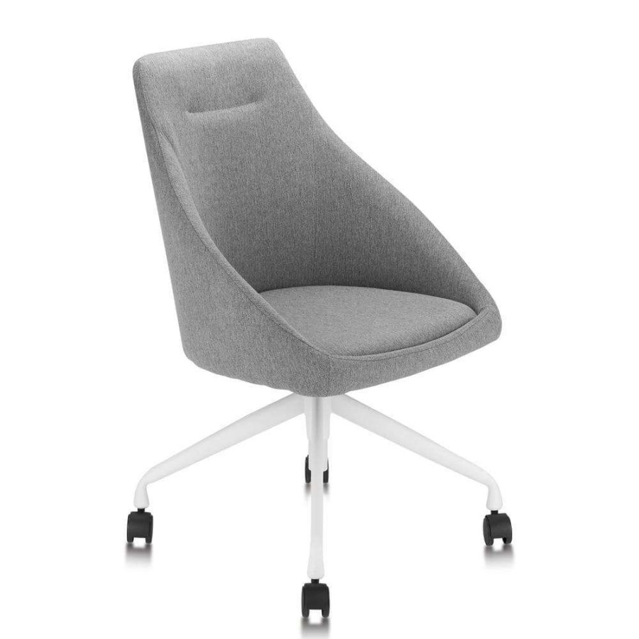 Home Office Furniture * | Isla Gray Fabric Upholstered Swivel Task Chair By Furniture Of America