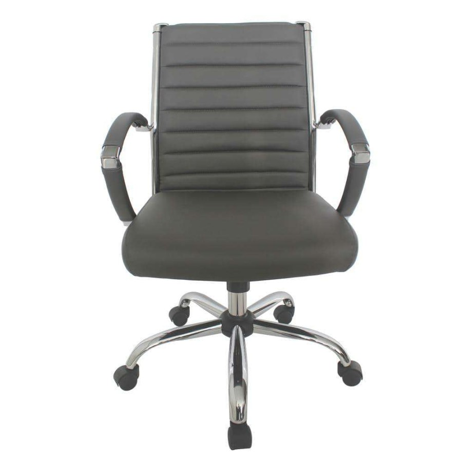 Home Office Furniture * | Kiddle Gray Faux Leather Seat Short Office Chair With Non-Adjustable Arm By Furniture Of America