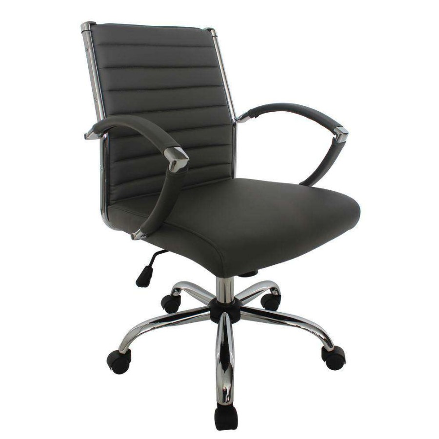 Home Office Furniture * | Kiddle Gray Faux Leather Seat Short Office Chair With Non-Adjustable Arm By Furniture Of America