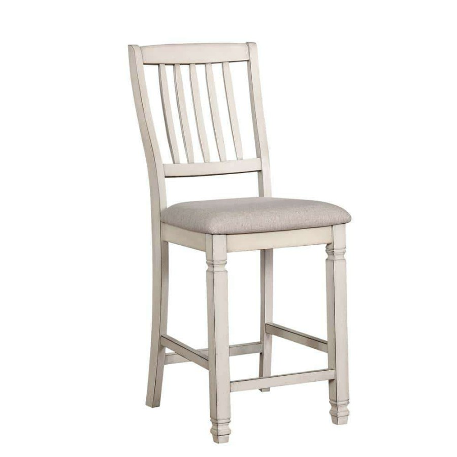 Kitchen & Dining Room Furniture * | Ely White Cushioned Counter Height Dining Chair (Set Of 2) By Furniture Of America