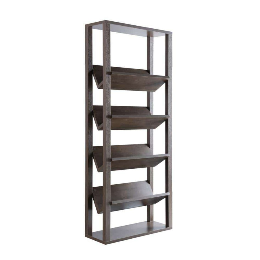 Home Office Furniture * | Rubus 71 In. Walnut Faux Wood 5-Shelf Etagere Bookcase With Open Back By Furniture Of America