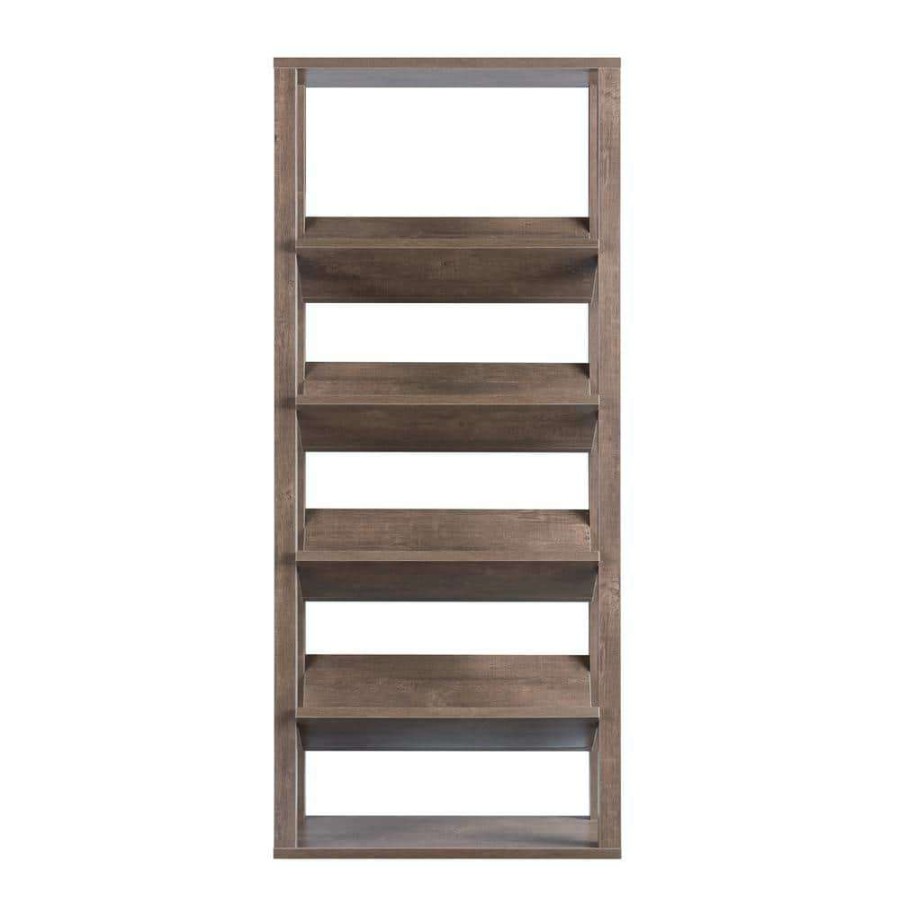 Home Office Furniture * | Rubus 71 In. Walnut Faux Wood 5-Shelf Etagere Bookcase With Open Back By Furniture Of America