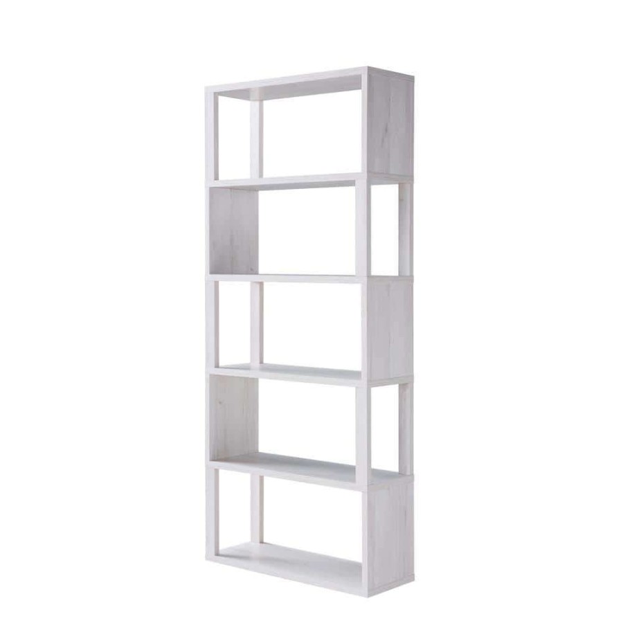 Home Office Furniture * | Franklin 70.75 In. H White Oak Mdf 5-Shelf Accent Bookcase By Furniture Of America