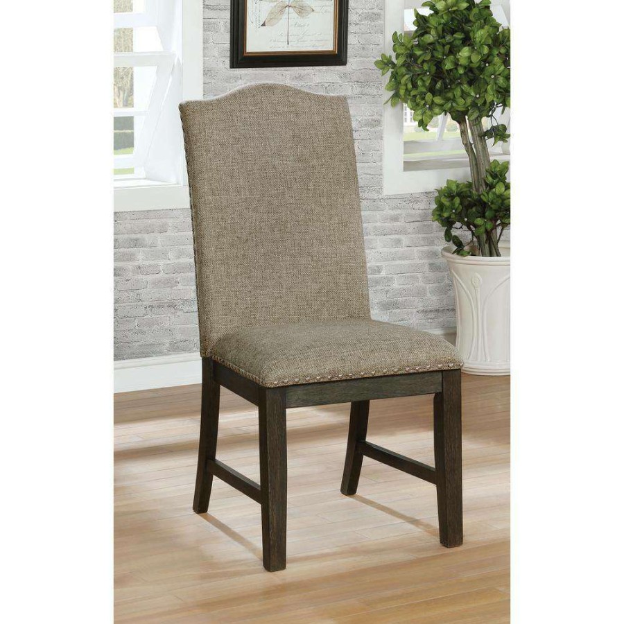 Kitchen & Dining Room Furniture * | Dorsett Espresso Upholstered Side Chairs (Set Of 2) By Furniture Of America