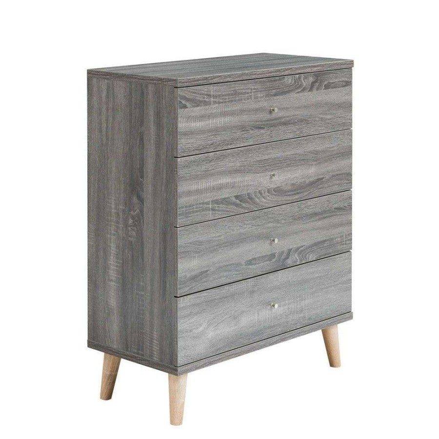 Bedroom Furniture * | Cordero 4-Drawer Dark Gray Chest Of Drawers (39.25 In. H X 31.25 In. W X 15.5 In. D) By Furniture Of America