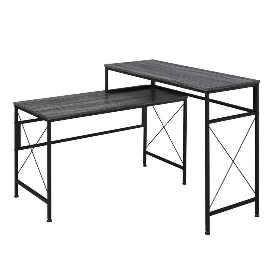 Home Office Furniture * | Domino Gray L-Shaped Writing Desk With Usb Ports By Furniture Of America