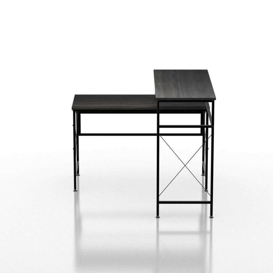 Home Office Furniture * | Domino Gray L-Shaped Writing Desk With Usb Ports By Furniture Of America