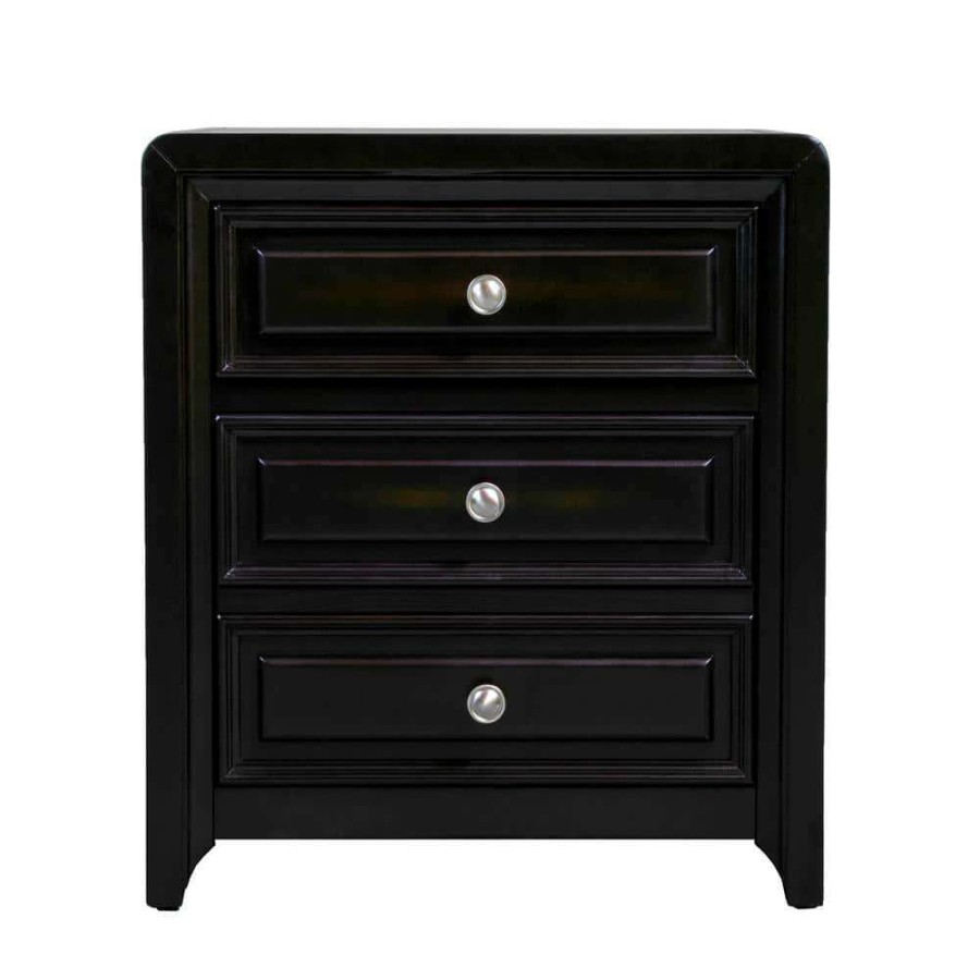 Bedroom Furniture * | Tucson 3-Drawer Espresso Nightstand By Furniture Of America