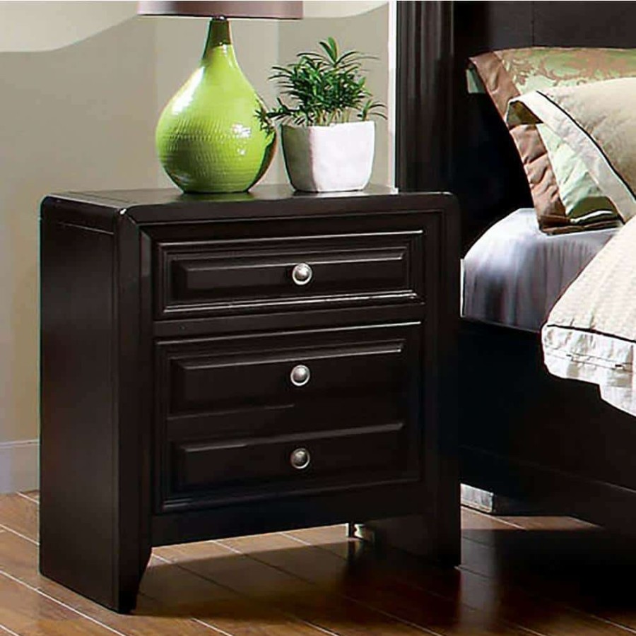 Bedroom Furniture * | Tucson 3-Drawer Espresso Nightstand By Furniture Of America