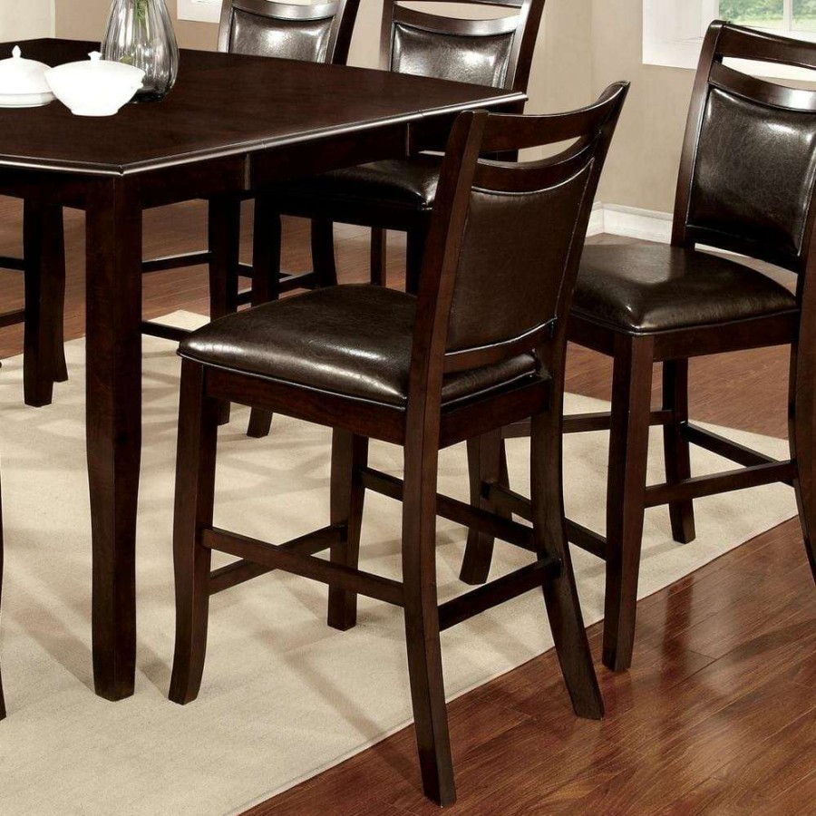 Kitchen & Dining Room Furniture * | Swanson Espresso Leather Counter Height Dining Chair (Set Of 2) By Furniture Of America