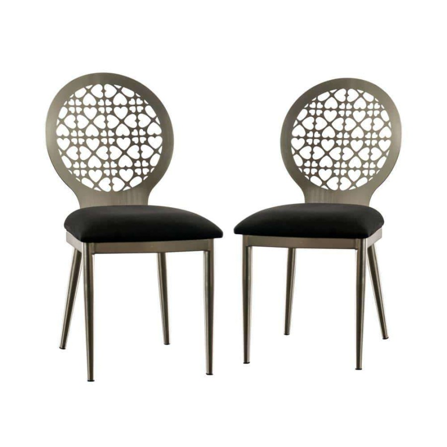 Kitchen & Dining Room Furniture * | Zaniel Silver And Black Side Chairs (Set Of 2) By Furniture Of America