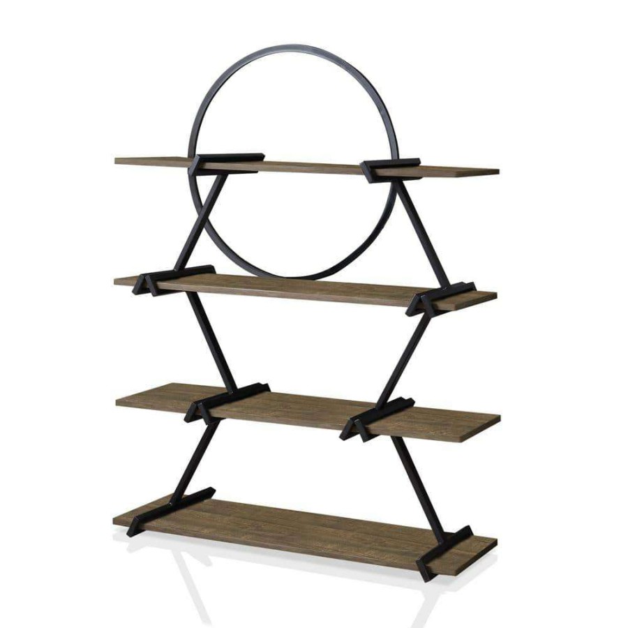 Home Office Furniture * | Benet 62.5 In. Matte Black Powder Coating 4-Shelf Accent Bookcase By Furniture Of America