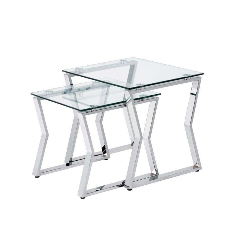 Living Room Furniture * | Hensley 18 In. Chrome Steel 2-Piece Nesting Tables By Furniture Of America