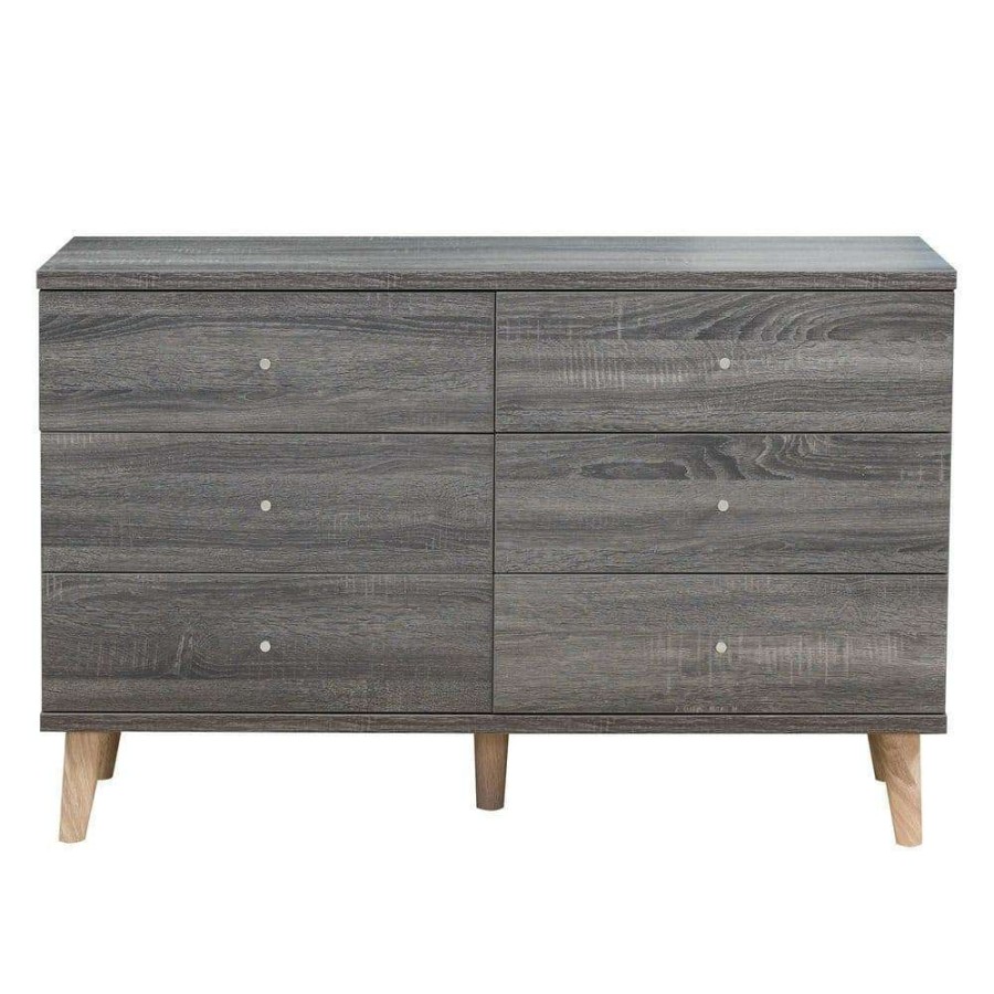 Bedroom Furniture * | Fort Ordan Iii 6-Drawer Dark Gray Dresser (29.5 In. H X 47 In. W X 15.5 In. D) By Furniture Of America