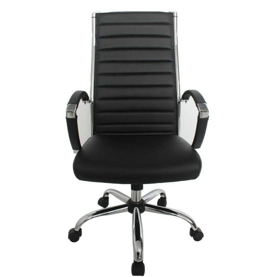 Home Office Furniture * | Kiddle Black Faux Leather Seat Tall Office Chair With Non-Adjustable Arm By Furniture Of America