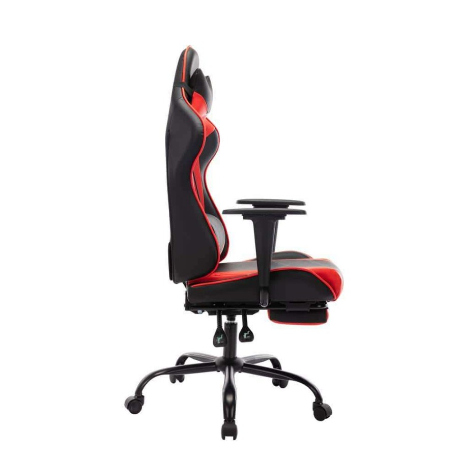 Home Office Furniture * | Nyomi Red Polyvinyl Gaming Chair With Adjustable Footrest And Headpillow By Furniture Of America