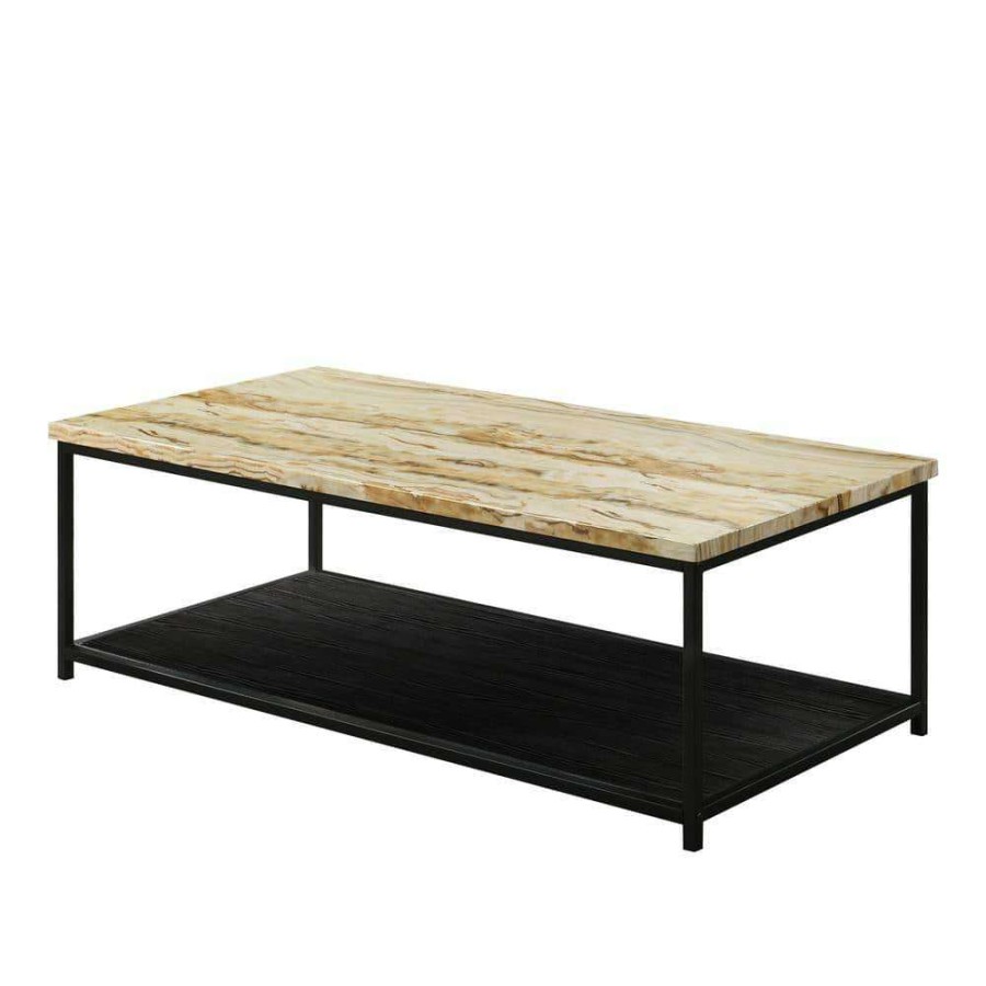 Living Room Furniture * | Vartino 47.25 In. Yellow And Black Rectangle Wood Top Coffee Table By Furniture Of America