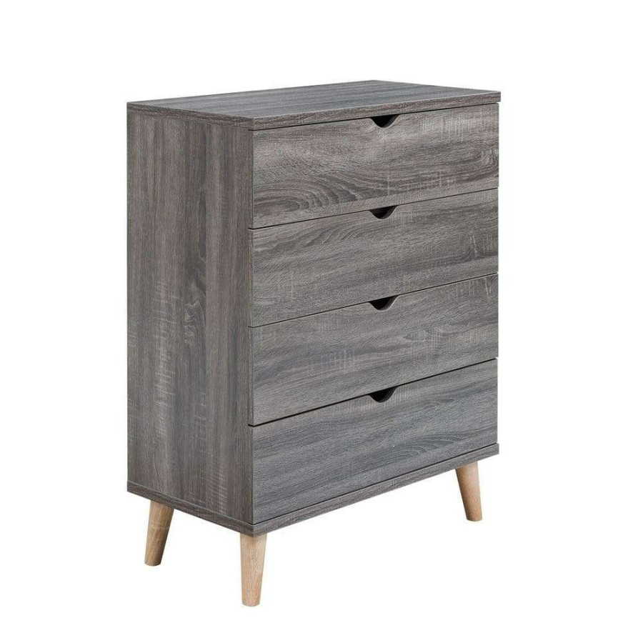 Bedroom Furniture * | Cordero Ii 4-Drawer Dark Gray Chest Of Drawers (39.25 In. H X 31.25 In. W X 15.5 In. D) By Furniture Of America