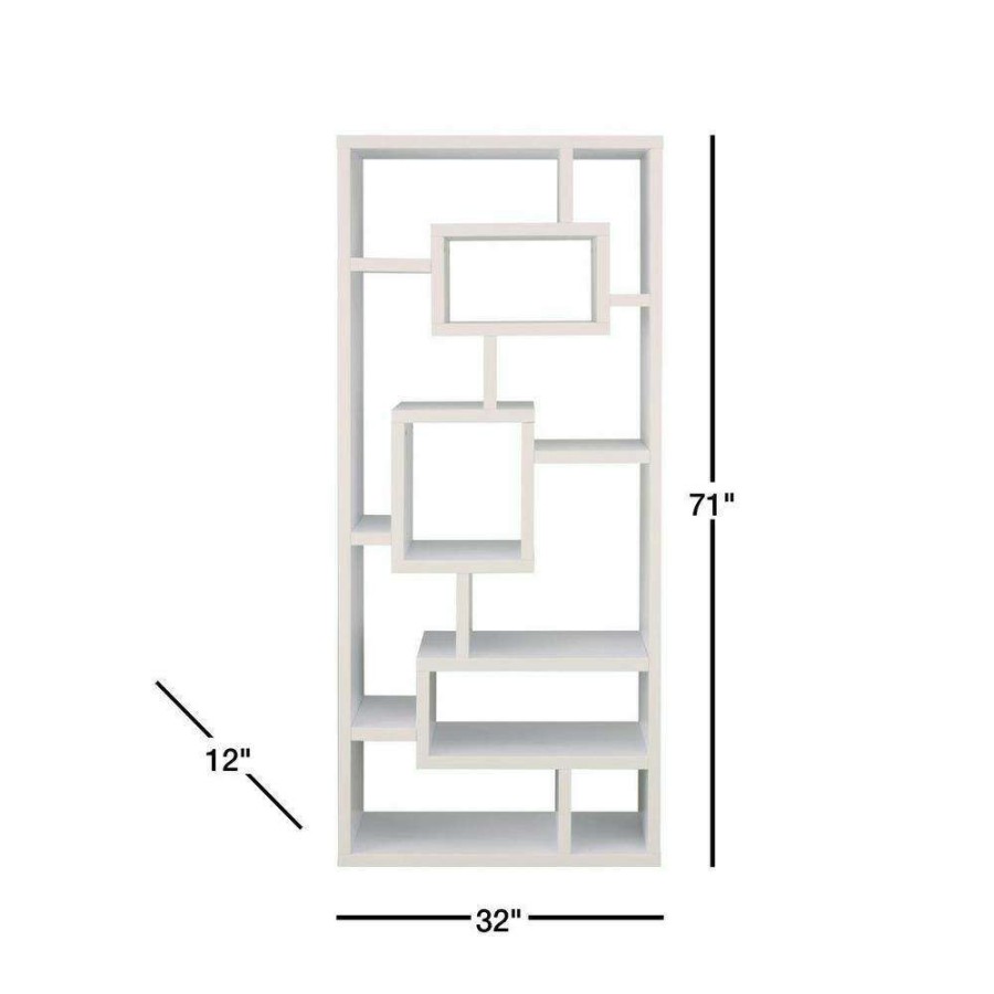 Home Office Furniture * | Elaina 71 In. White 11-Shelf Standard Cube Bookcase By Furniture Of America