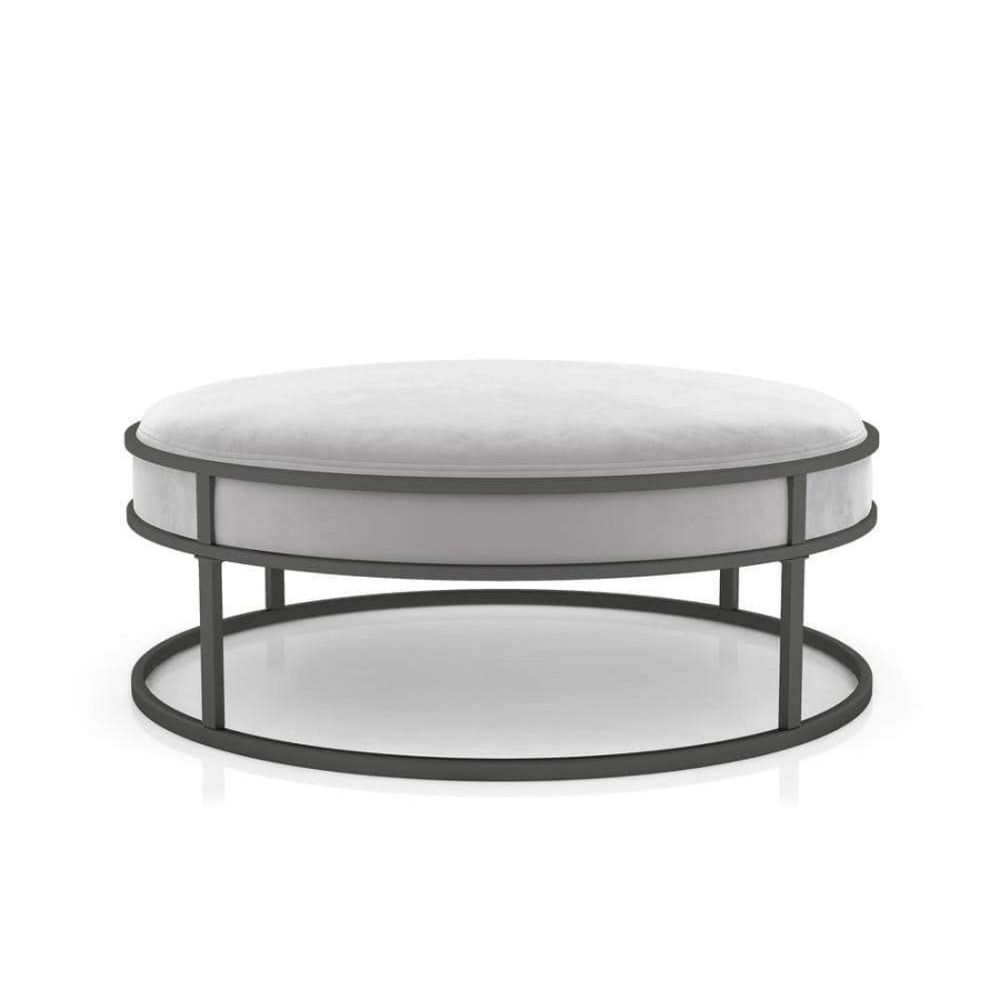 Living Room Furniture * | Skyview Gray Upholstered Ottoman By Furniture Of America