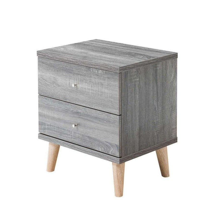 Bedroom Furniture * | Kitzner Iii 2-Drawer Dark Gray Nightstand (22 In. H X 20 In. W X 15.5 In D) By Furniture Of America