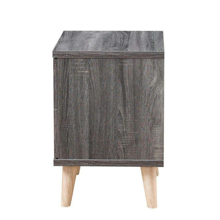 Bedroom Furniture * | Kitzner Iii 2-Drawer Dark Gray Nightstand (22 In. H X 20 In. W X 15.5 In D) By Furniture Of America