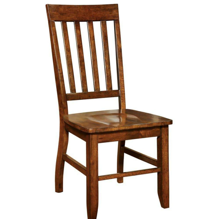 Kitchen & Dining Room Furniture * | Henry Dark Oak Wood Slatted Side Chair (Set Of 2) By Furniture Of America