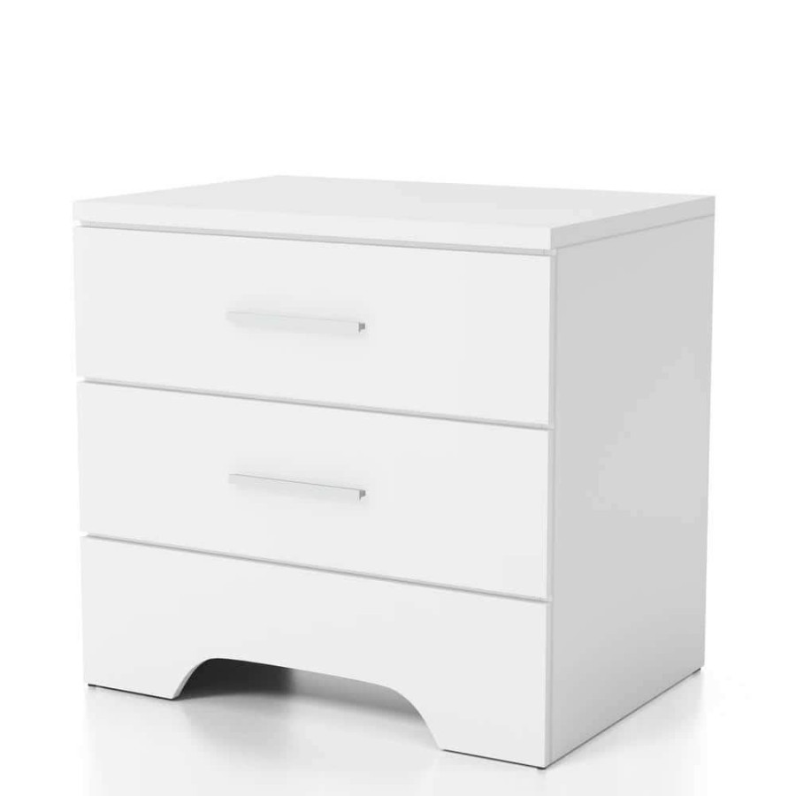 Bedroom Furniture * | Honel 2-Drawer White Nightstand By Furniture Of America