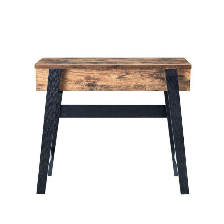 Living Room Furniture * | Kelli 36 In. Distressed Wood And Black Standard Rectangle Wood Console Table With Lift Top By Furniture Of America