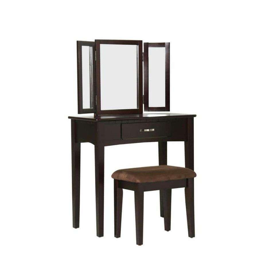 Bedroom Furniture * | Dalorry 2-Piece Espresso Vanity Set With Drawer (30 In. H X 22 In. W X 16 In. D) By Furniture Of America