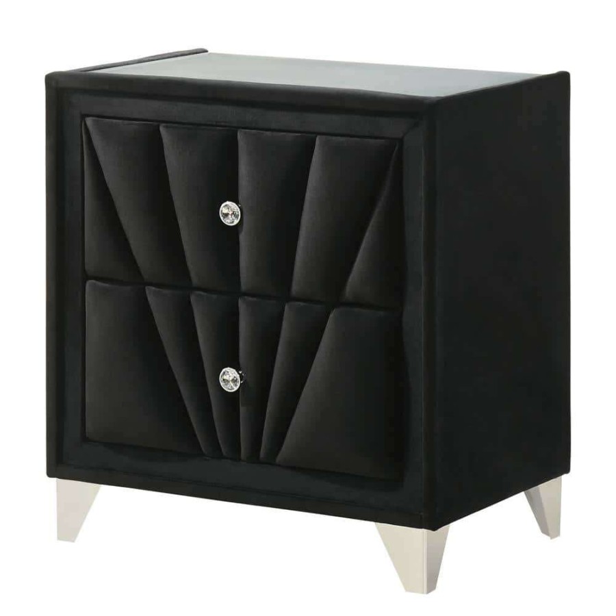 Bedroom Furniture * | Leventina 2-Drawer Black Nightstand By Furniture Of America