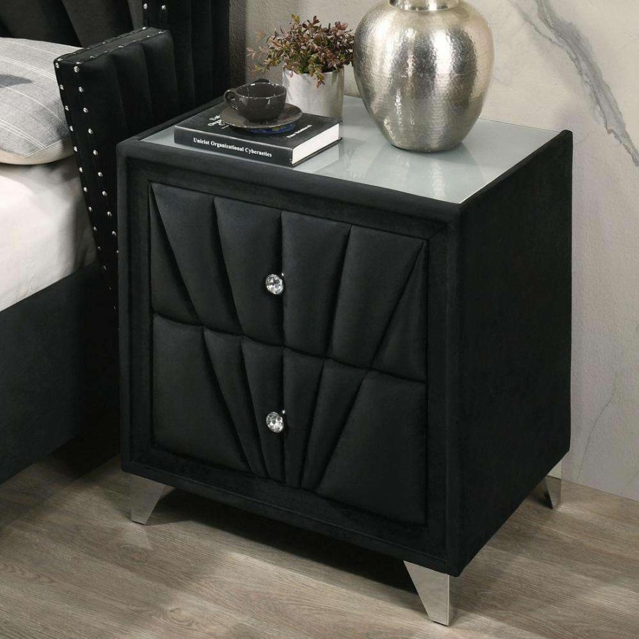 Bedroom Furniture * | Leventina 2-Drawer Black Nightstand By Furniture Of America