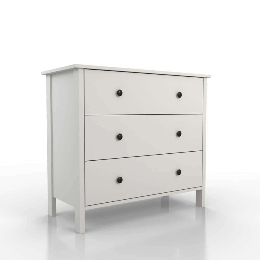 Bedroom Furniture * | London 3-Drawer White Chest Of Drawers 29 In. H X 34 In. W X 21 In. D By Furniture Of America