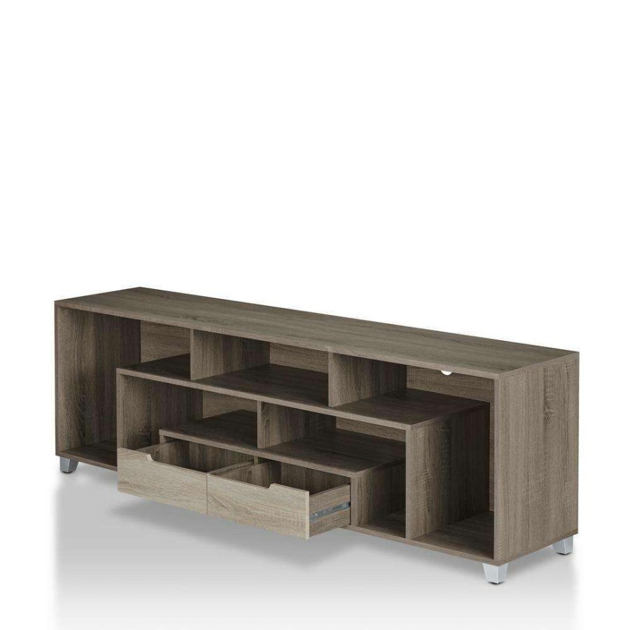 Living Room Furniture * | Beau 71 In. Chestnut Brown Mdf Tv Stand With 2-Drawer Fits Tvs Up To 80 In. With Cable Management By Furniture Of America