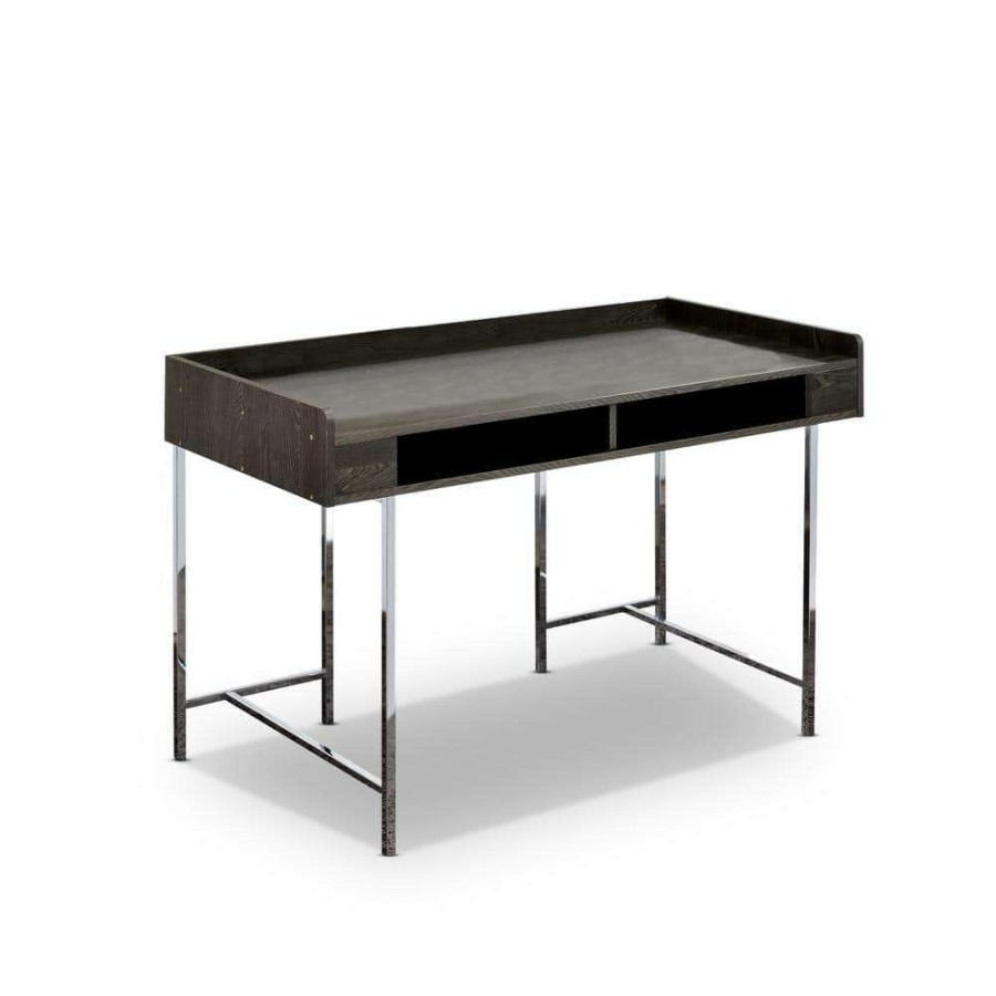 Home Office Furniture * | Burkette Brown And Chrome Writing Desk By Furniture Of America