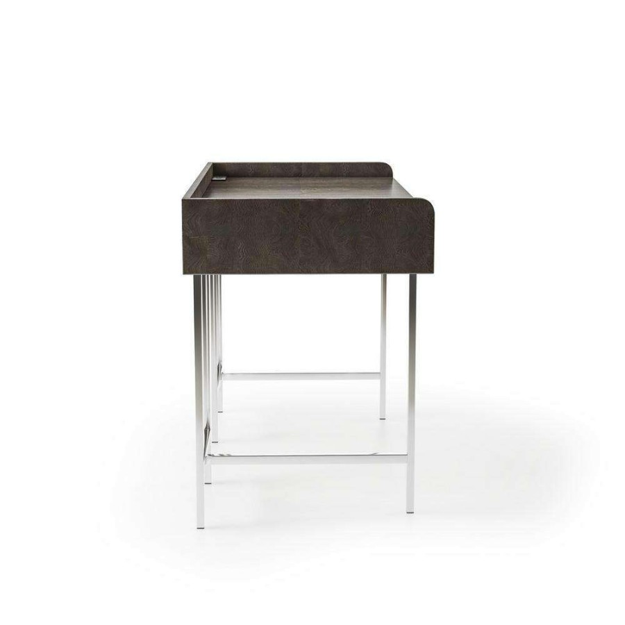 Home Office Furniture * | Burkette Brown And Chrome Writing Desk By Furniture Of America