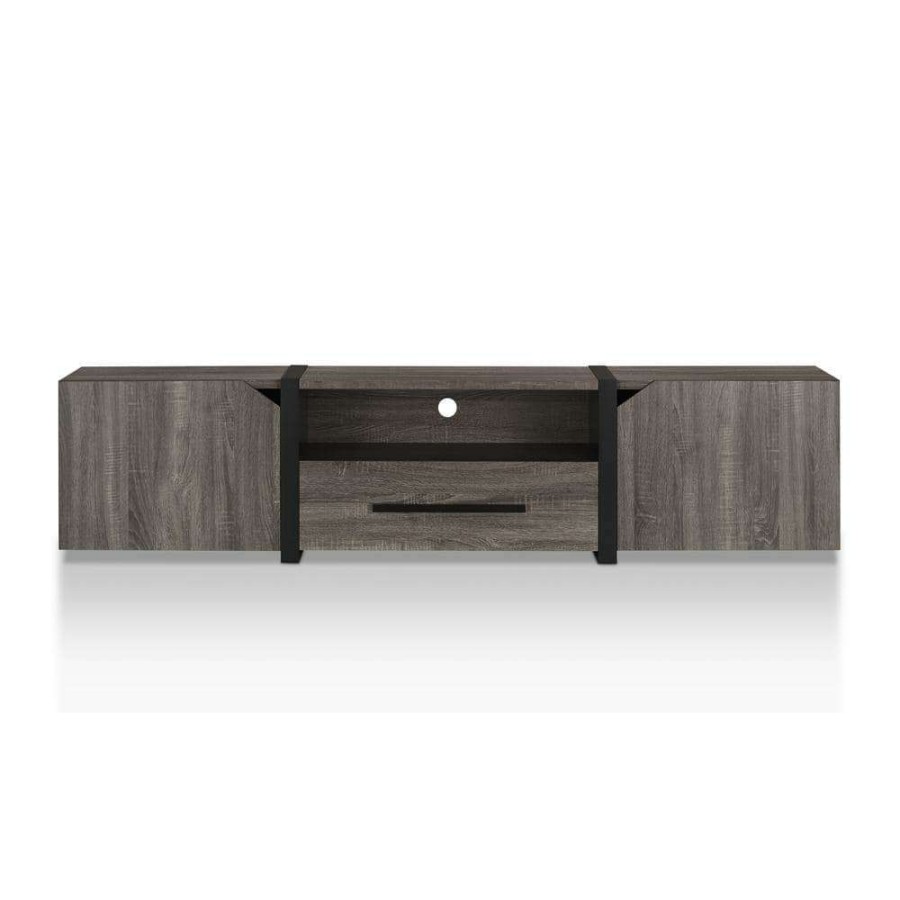 Living Room Furniture * | Balearic 81.5 In. Distressed Gray Tv Stand Fits Tv'S Up To 94 In. By Furniture Of America