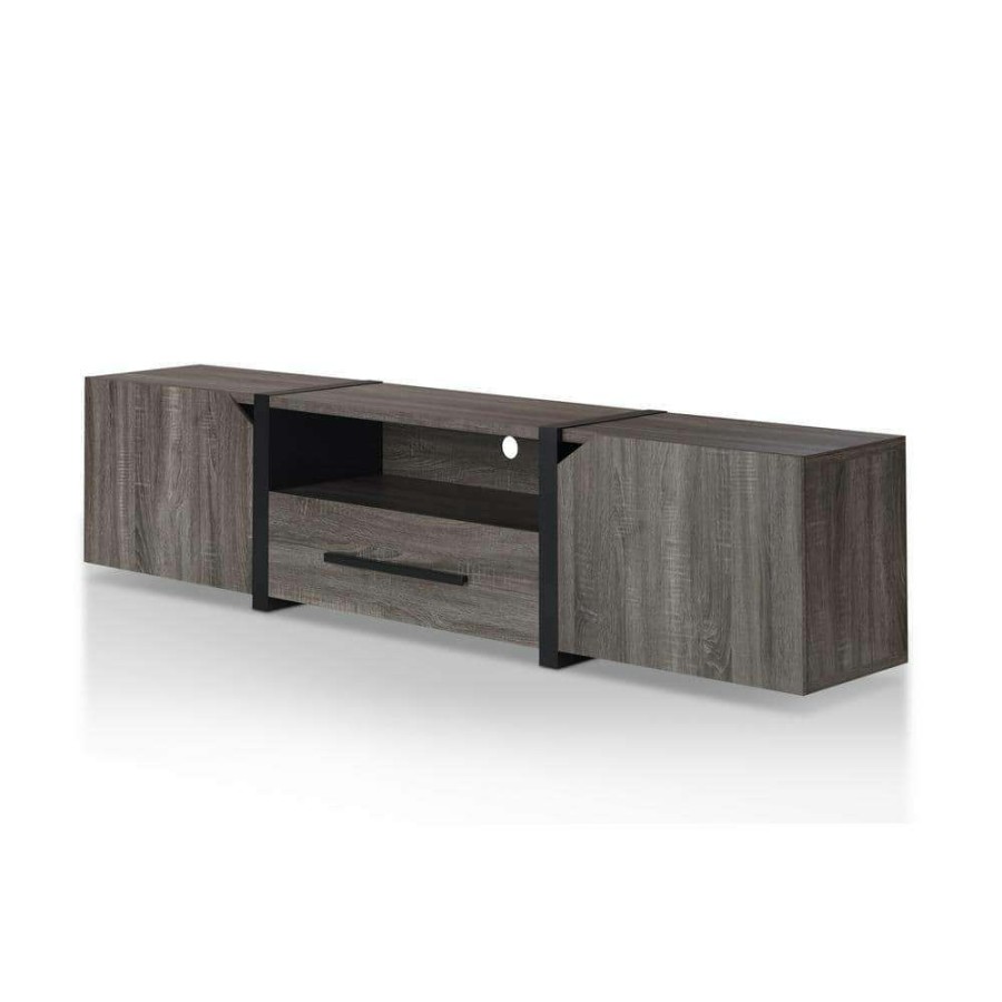 Living Room Furniture * | Balearic 81.5 In. Distressed Gray Tv Stand Fits Tv'S Up To 94 In. By Furniture Of America