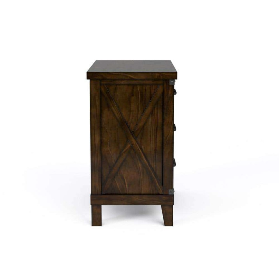 Bedroom Furniture * | Paddie 3-Drawer Dark Walnut Nightstand (28 In. H X 28 In. W X 16.75 In. D) By Furniture Of America