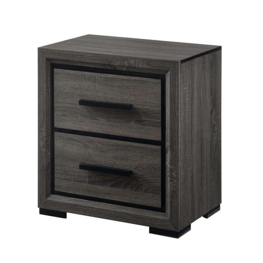 Bedroom Furniture * | Baxley 2-Drawer Gray Nightstand By Furniture Of America