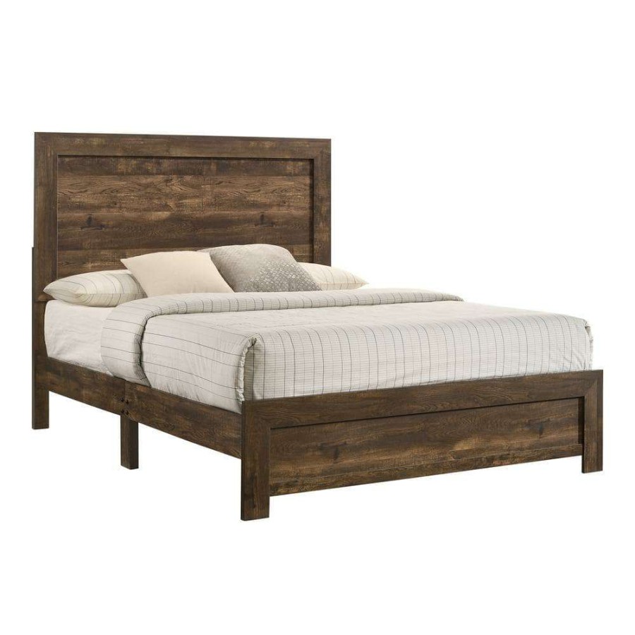 Bedroom Furniture * | Jamson Brown Walnut Queen Panel Bed By Furniture Of America