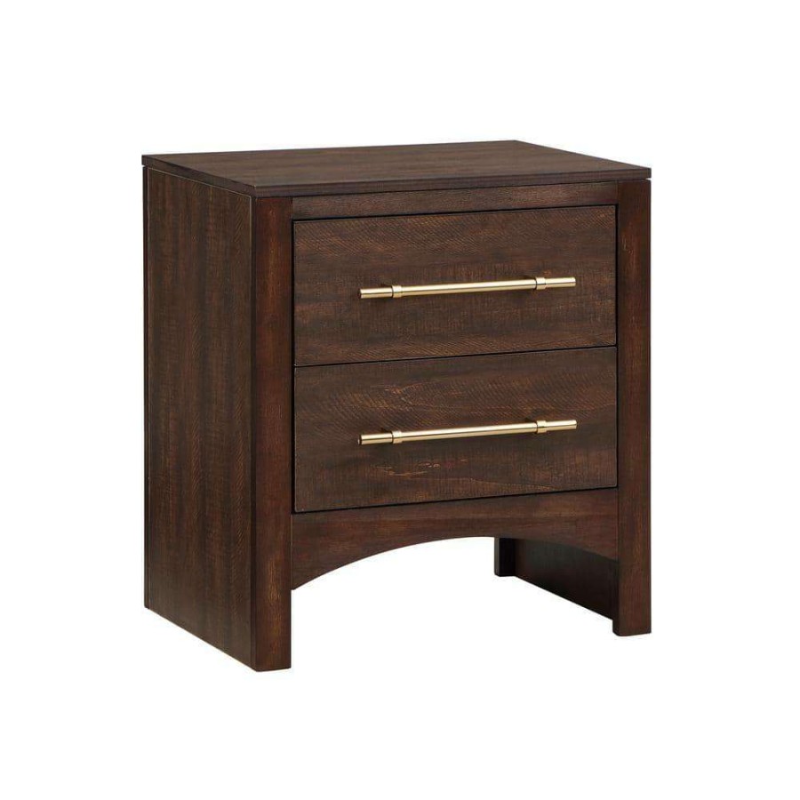 Bedroom Furniture * | Barthonelle 2-Drawer Walnut Nightstand (25 In. H X 23 In. W X 17 In. D) By Furniture Of America