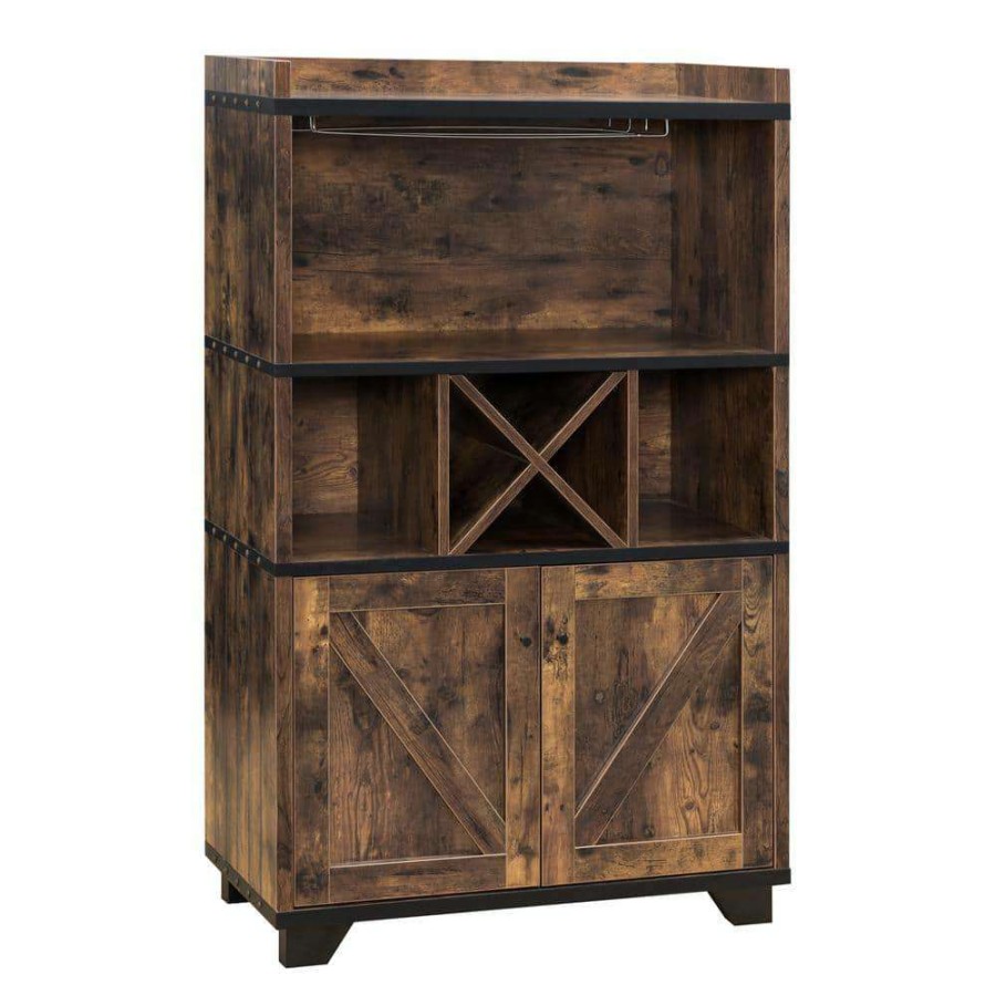 Kitchen & Dining Room Furniture * | Capalli Distressed Wood Buffet With 7-Shelf By Furniture Of America