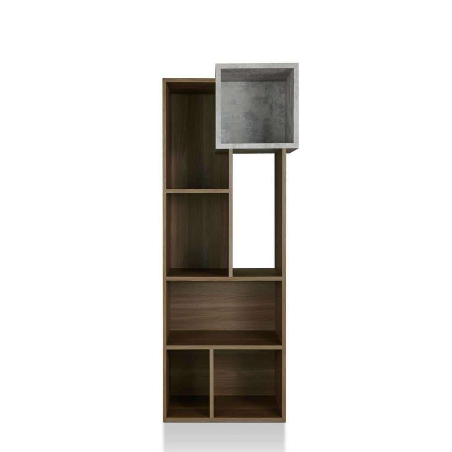 Home Office Furniture * | Thurmondi 25.87 In. Wide Honey Walnut 7-Shelf Accent Bookcase By Furniture Of America