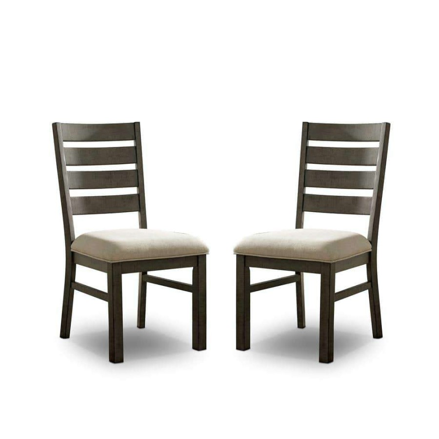 Kitchen & Dining Room Furniture * | Volney Gray And Beige Side Chairs (Set Of 2) By Furniture Of America