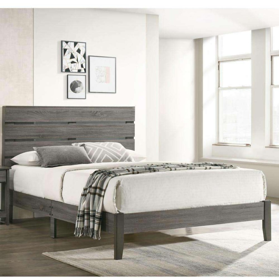 Bedroom Furniture * | Brego Gray Queen Platform Bed By Furniture Of America