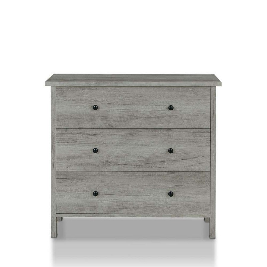 Bedroom Furniture * | Kerani 3-Drawer Vintage Gray Oak Chest By Furniture Of America